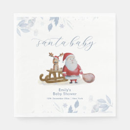 Winter Christmas Sleigh Moose Santa Baby Shower  Servet