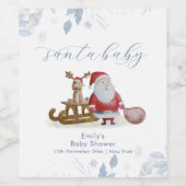 Winter Christmas Sleigh Moose Santa Baby Shower  Wijn Etiket (Enkel label)