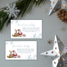 Winter Christmas Sleigh Santa Books Baby Shower  Informatiekaartje