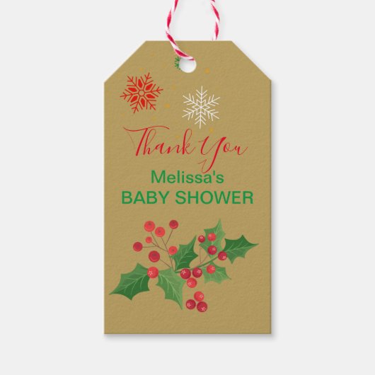 Winter Christmas sneeuwvlok gouden Labels dank u Cadeaulabel (Voorkant)