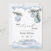 Winter Christmas Snowflake Ball Boy Baby Shower  Kaart (Voorkant)