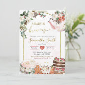 Winter Christmas Tea Baby is een uitnodiging voor  (Staand voorkant)