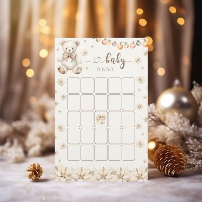 Winter Christmas Teddy Bear Baby shower bingo spel (Creator heeft geüpload)