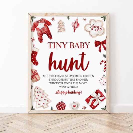 Winter Christmas Tiny Baby Hunt Baby shower spel Poster