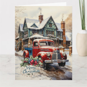 Winter Christmas Townhouse Vrolijk Kerstfeest Kaart