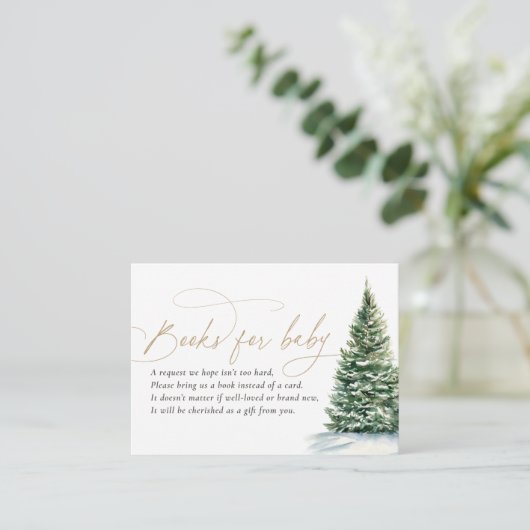 Winter Christmas Tree Baby shower Boeken voor Baby Informatiekaartje (Staand voorkant)