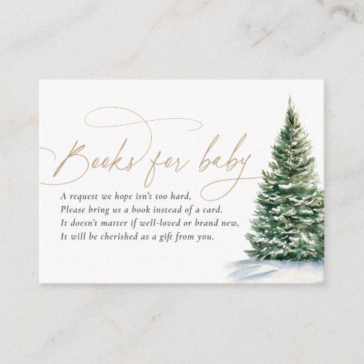 Winter Christmas Tree Baby shower Boeken voor Baby Informatiekaartje (Voorkant)