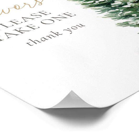 Winter Christmas Tree Baby shower Favorieten Teken Poster (Hoek)