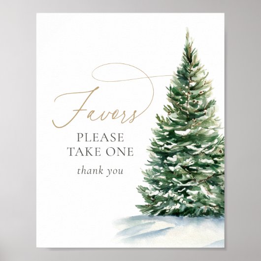 Winter Christmas Tree Baby shower Favorieten Teken Poster (Voorkant)
