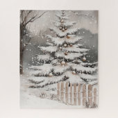 Winter Christmas Tree In Snow Legpuzzel (Verticaal)