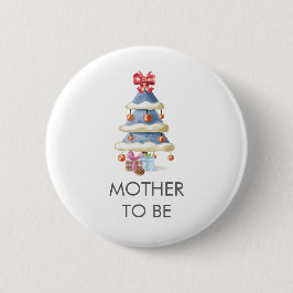 Winter Christmas Tree Mother To Be Baby Shower  Ronde Button 5,7 Cm