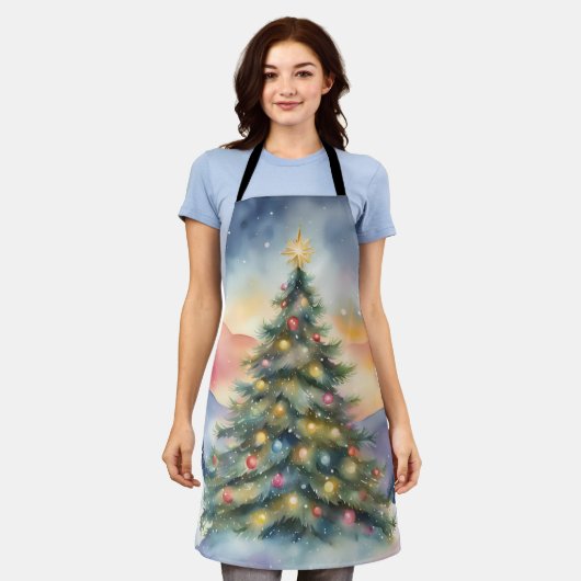 Winter Christmas Tree Snowy Sunset Scenery Schort (Gedragen)