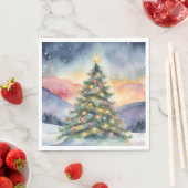 Winter Christmas Tree Snowy Sunset Scenery Servet (Insitu)