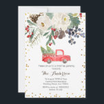 Winter Christmas Truck Kerstmis Bloemen Uitnodigin Kaart<br><div class="desc">Winter Christmas Truck Kerstmis Bloemen Uitnodiging</div>