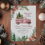 Winter Christmas Truck op weg voor verjaardagsfees Kaart<br><div class="desc">Winter Woodland Christmas Truck op over voor een verjaardagsfeestje Uitnodiging Evenement kan worden aangepast.</div>