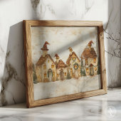 Winter Christmas Village Schilderij grillige kerst Poster