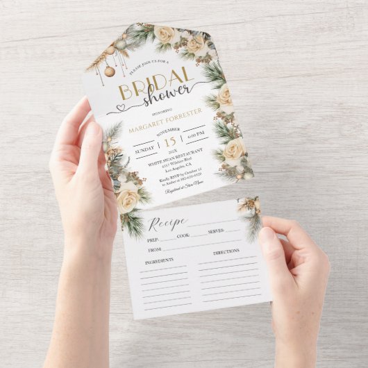 Winter Christmas Vrijgezellenfeest Recept All In One Uitnodiging (Afscheurbaar)