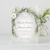 Winter Christmas Waterverf Elegant Boho Wedding Kaart (Staand voorkant)