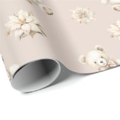 Winter Christmas Waterverf Teddy Bear Baby shower Cadeaupapier (Rol Hoek)