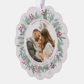 Winter Christmas Wreath with Photo  Ornament Kaart (Links)