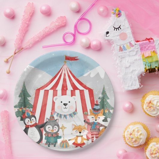 Winter Circus Animals Papieren Bordje (Feest)
