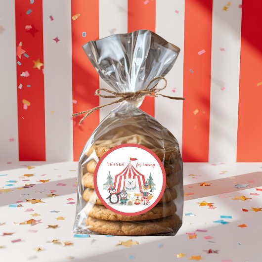 Winter Circus Animals Thank You Ronde Sticker