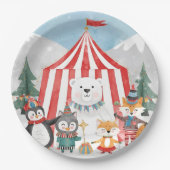 Winter Circus Dieren Papieren Bordje (Voorkant)