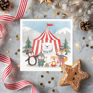 Winter Circus Dieren Verjaardag Bord Knuffige Bo Servet