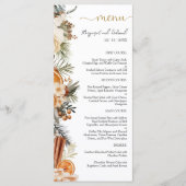 Winter Citrus Bloemen Kerst Huwelijk Flat Menu (Voorkant)