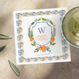 Winter Citrus Botanische Bloemen | groen Servet