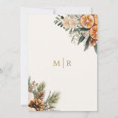 Winter Citrus & Cinnamon Kerstbruiloft Kaart (Achterkant)