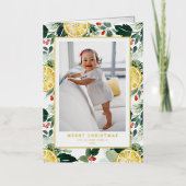 Winter Citrus en Greenery Pattern Folie Feestdagenkaart (Voorkant)
