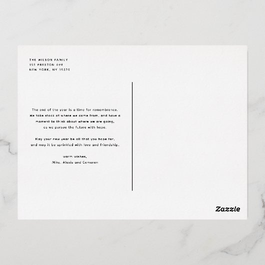 Winter Citrus en Greenery Pattern kerstfoto Folie Feestdagen Briefkaart (Achterkant)