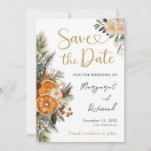 Winter Citrus Save The Date Christmas Wedding Kaart (Voorkant)