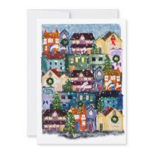 Winter City Holiday Blank Kaart