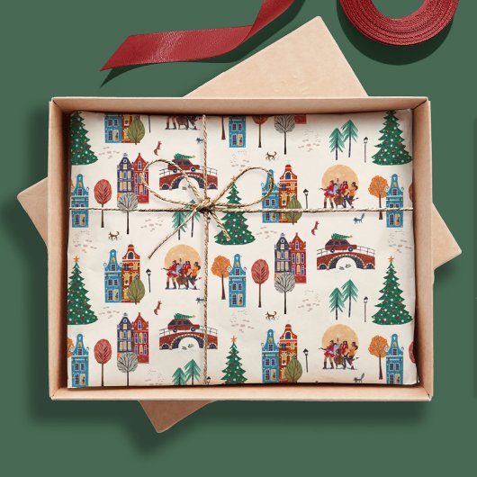 Winter City Holiday Kerstfeest Tissuepapier