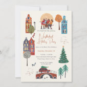 Winter City Vakantie Kerstfeest Kaart (Voorkant)