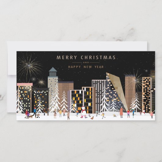 Winter City Wonderland Kerstscène met foto (Voorkant)