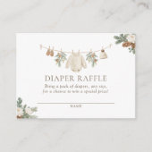 Winter Clothesline Baby Diaper Raffle Ticket Informatiekaartje (Voorkant)