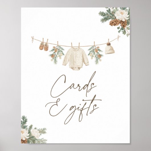 Winter Clothesline Baby Shower Cards and Gifts Poster (Voorkant)