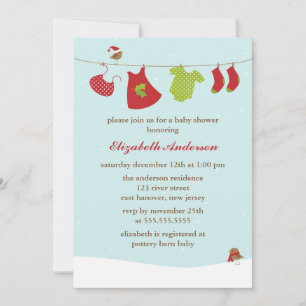 Winter Clothesline Baby shower Kaart
