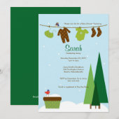 Winter Clothesline Baby shower uitnodigen Kaart (Voorkant / Achterkant)
