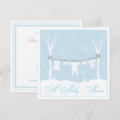 Winter Clothesline Baby shower Uitnodiging (Voorkant / Achterkant)