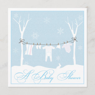 Winter Clothesline Baby shower Uitnodiging