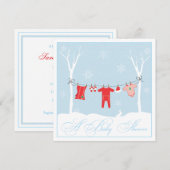 Winter Clothesline Baby shower Uitnodiging (Voorkant / Achterkant)