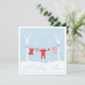 Winter Clothesline Baby shower Uitnodiging (Staand voorkant)