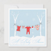 Winter Clothesline Baby shower Uitnodiging (Voorkant)