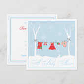 Winter Clothesline Baby shower Uitnodiging (Voorkant / Achterkant)