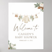 Winter Clothesline Baby Shower Welcome Sign Poster (Voorkant)