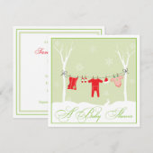Winter Clothesline | NeutralBaby Shower Invitation Kaart (Voorkant / Achterkant)